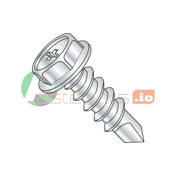 Newport Fasteners Self-Drilling Screw, #8 x 2 in, Zinc Plated Steel Flange Hex Head External Hex Drive, 2000 PK 704697 - main